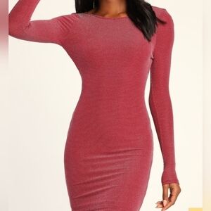 Lulus Red and Silver Bodycon Dress